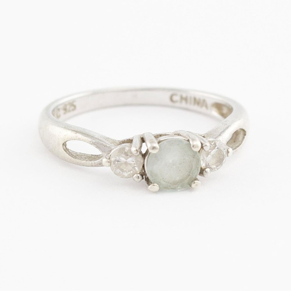 Vintage Aquamarine & Cubic Zirconia Sterling Silver Ring by Ross-Simons Size 7